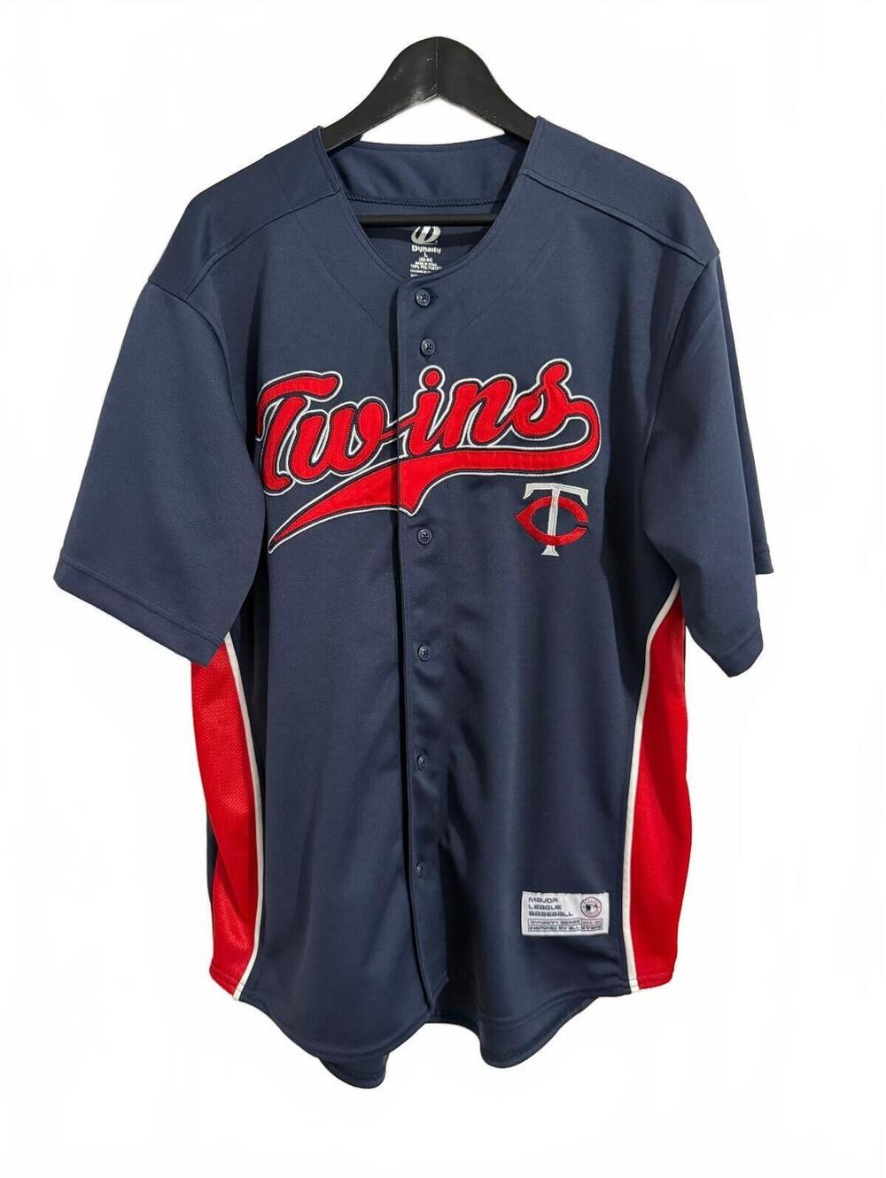 Minnesota Twins Blue Stitched Baseball Jersey Men's Sz Large